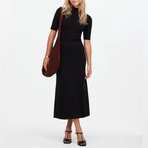 NWT Madewell Merino Wool Blend Pull-On Maxi Sweater Skirt True Black Size Small - Picture 2 of 11